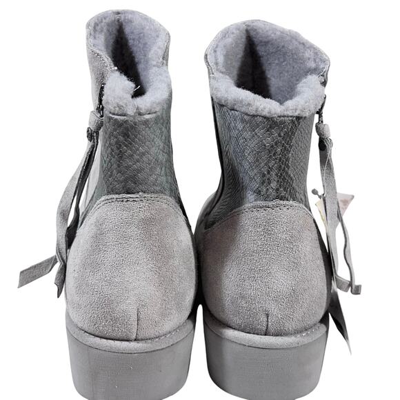 Bearpaw Megan Boots Women 11 Gray Sheepskin Zipper Snow Winter Plush Lining New - Picture 3 of 12